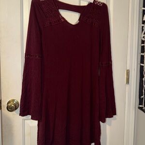 Elegant Burgundy Lace-Trimmed Dress